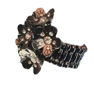 3/$15! Addition Elle diamond studded flower dark plus size 10 ring with stretch